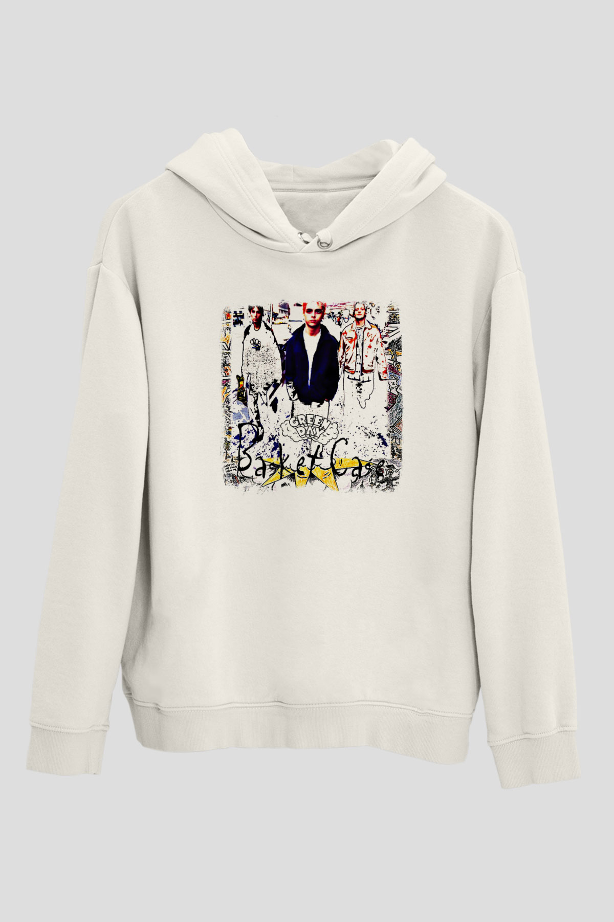 Green Day Baskılı Unisex Beyaz Hoodie