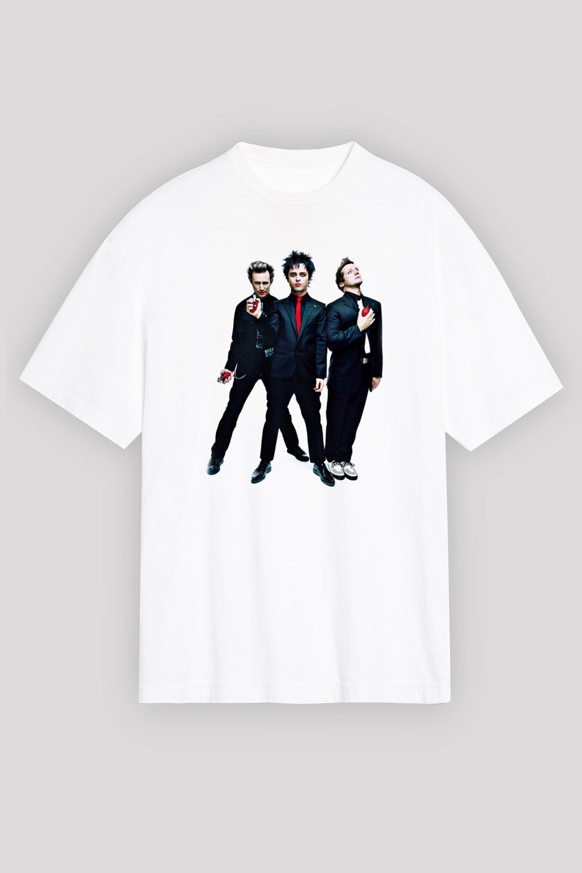 Green Day Baskılı Unisex Beyaz Oversize Tişört