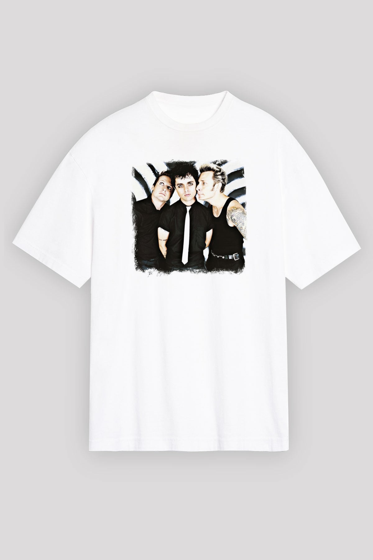 Green Day Baskılı Unisex Beyaz Oversize Tişört