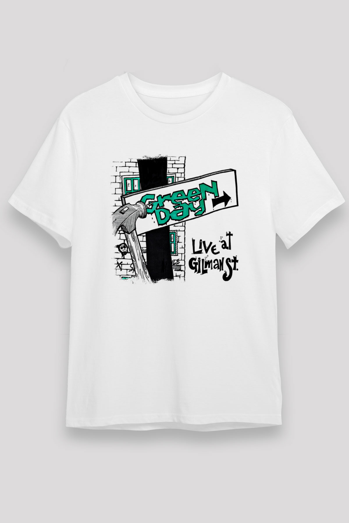 Green Day Baskılı Unisex Beyaz Tişört