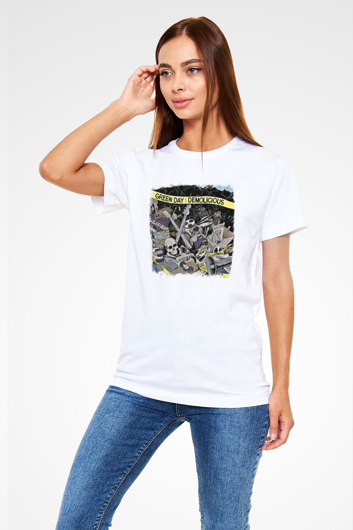 Green Day Baskılı Unisex Beyaz Tişört