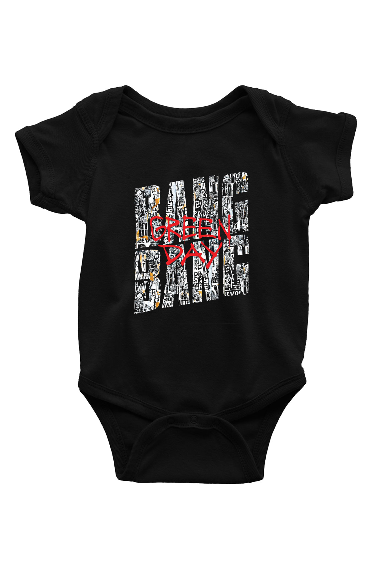 Green Day Baskılı Unisex Siyah Bebek Body - Zıbın