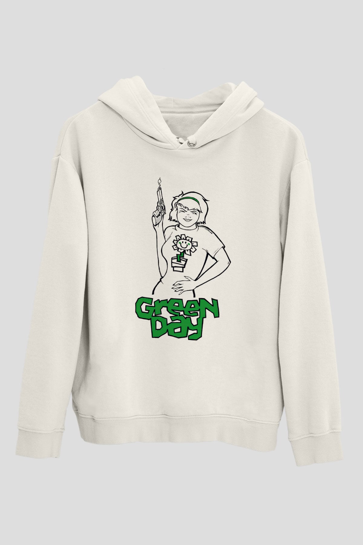 Green Day Beyaz Unisex Kapşonlu Sweatshirt