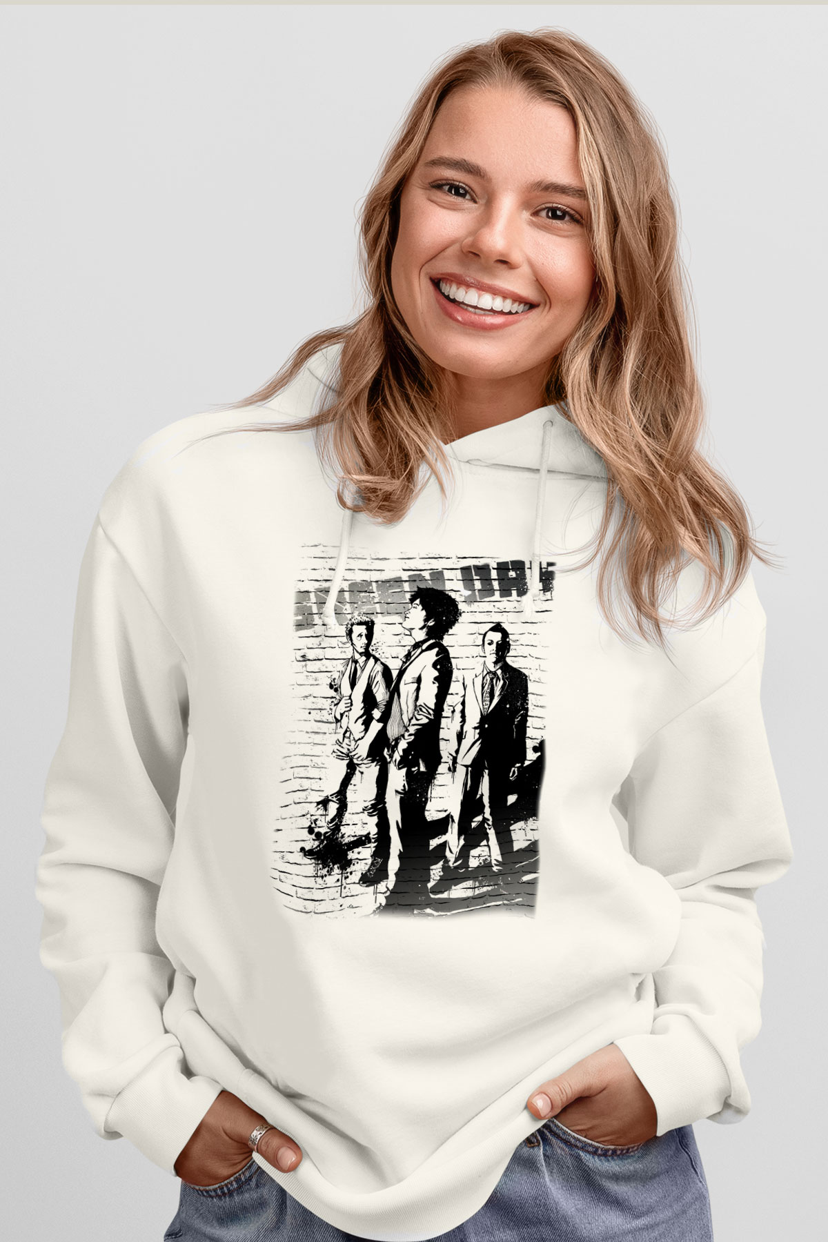 Green Day Beyaz Unisex Kapüşonlu Sweatshirt