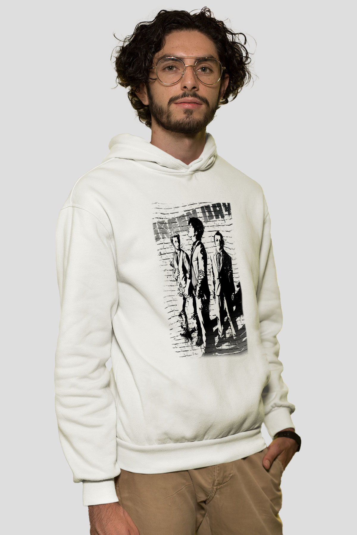 Green Day Beyaz Unisex Kapüşonlu Sweatshirt