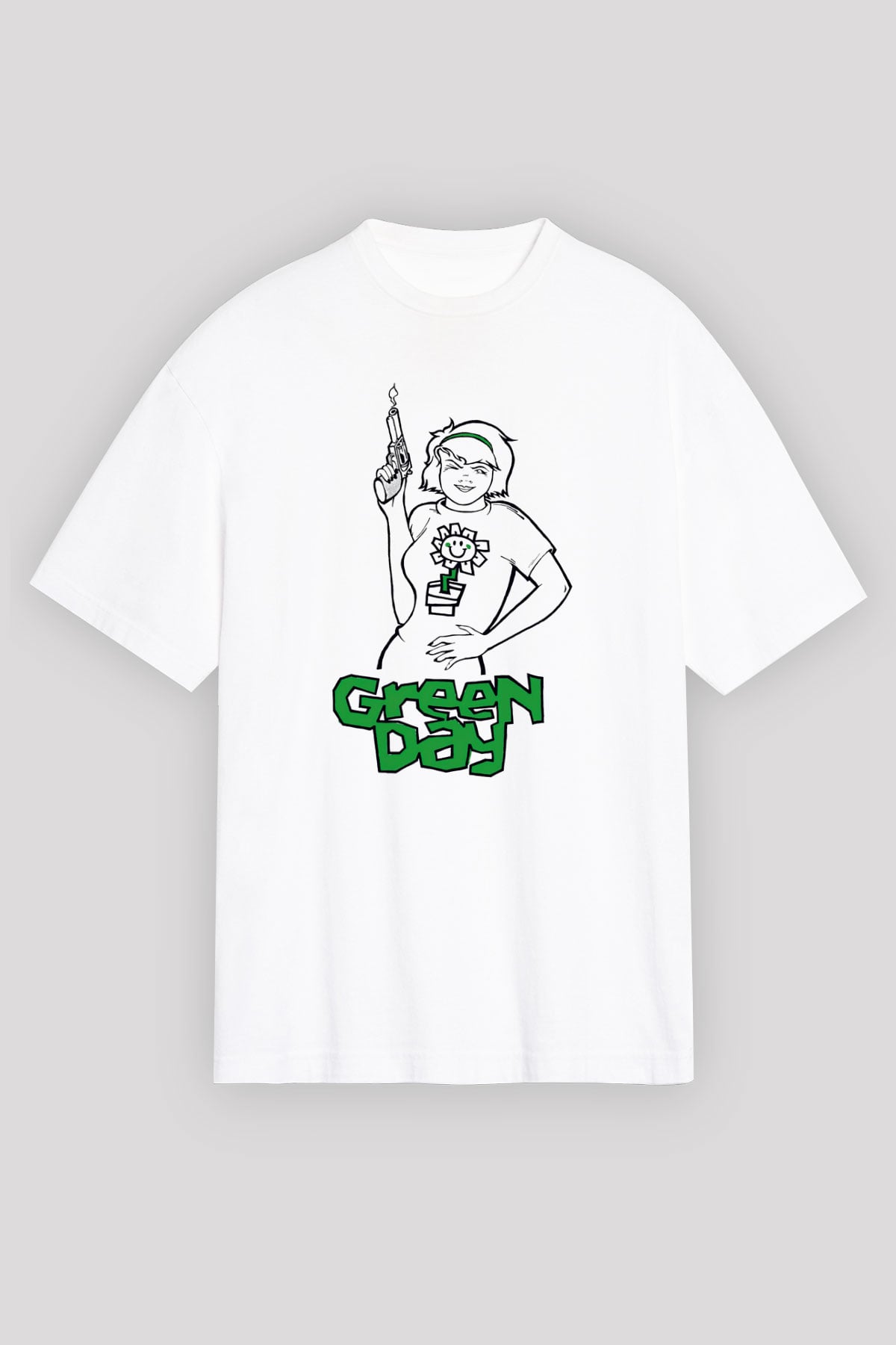 Green Day Beyaz Unisex Oversize Tişört T-Shirt