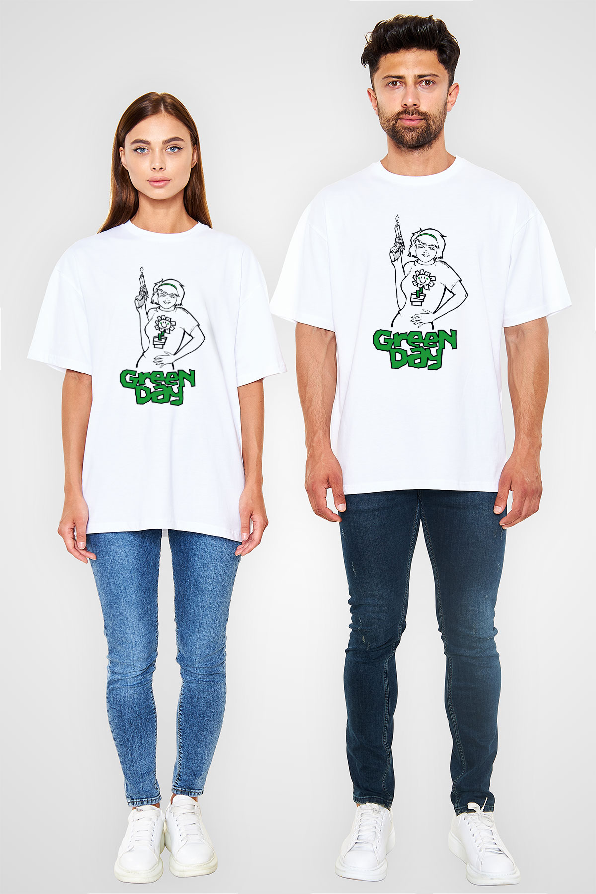 Green Day Beyaz Unisex Oversize Tişört T-Shirt