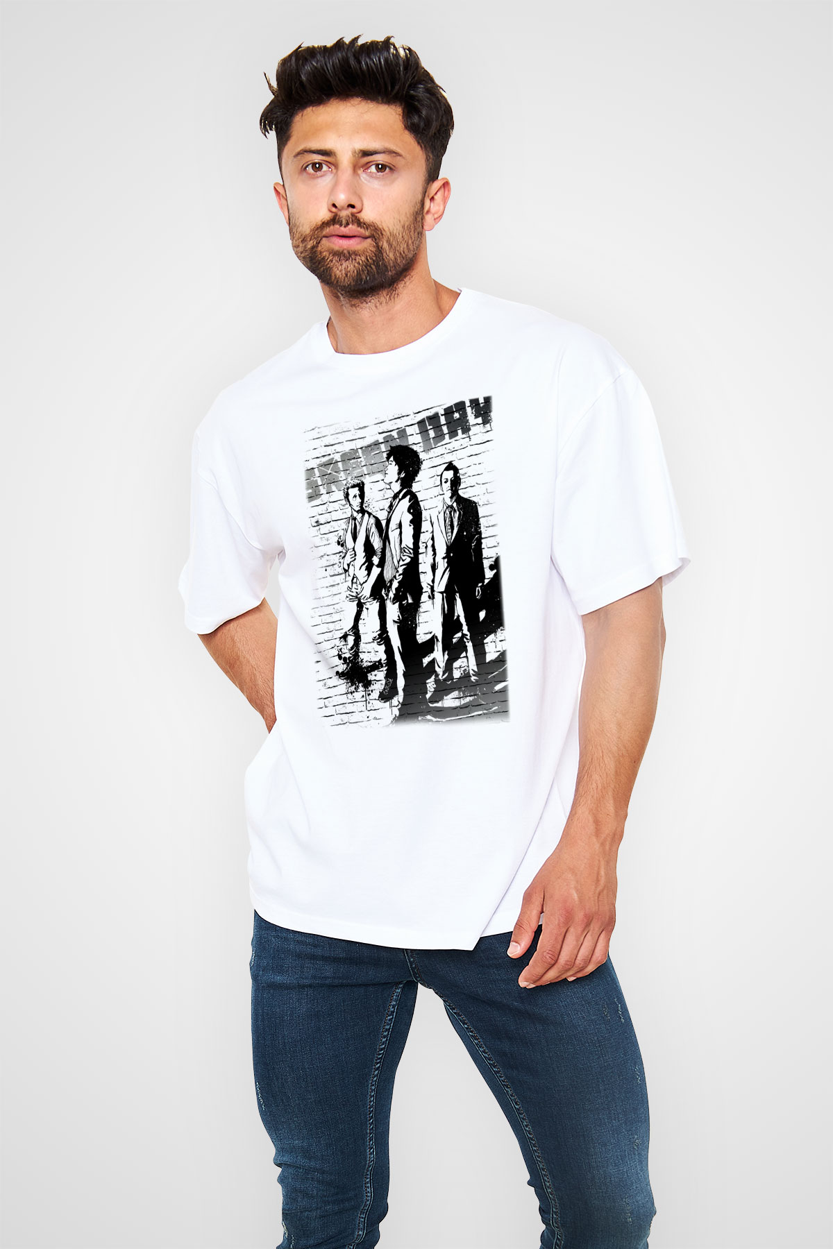 Green Day Beyaz Oversize Tişört Oversize T-shirt - TişörtFabrikası