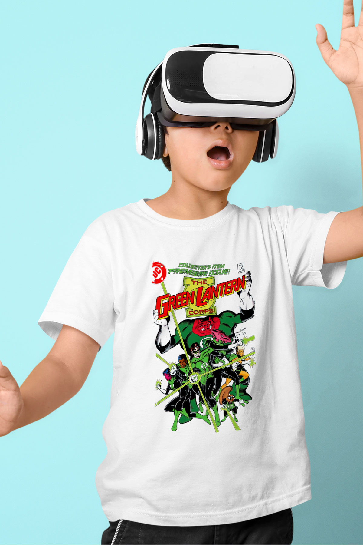 Green Lantern Beyaz Unisex  Çocuk Tişört