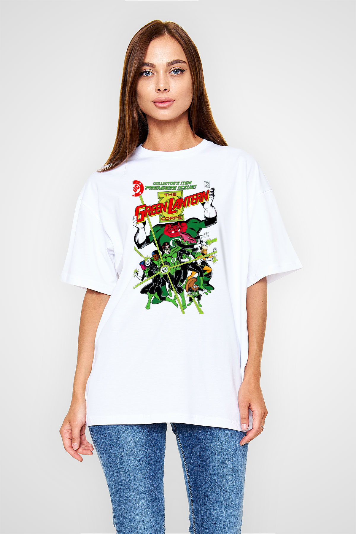 Green Lantern Beyaz Oversize Tişört