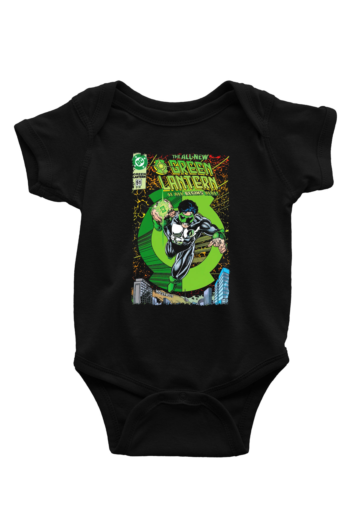 Green Lantern Siyah Bebek Body - Zıbın