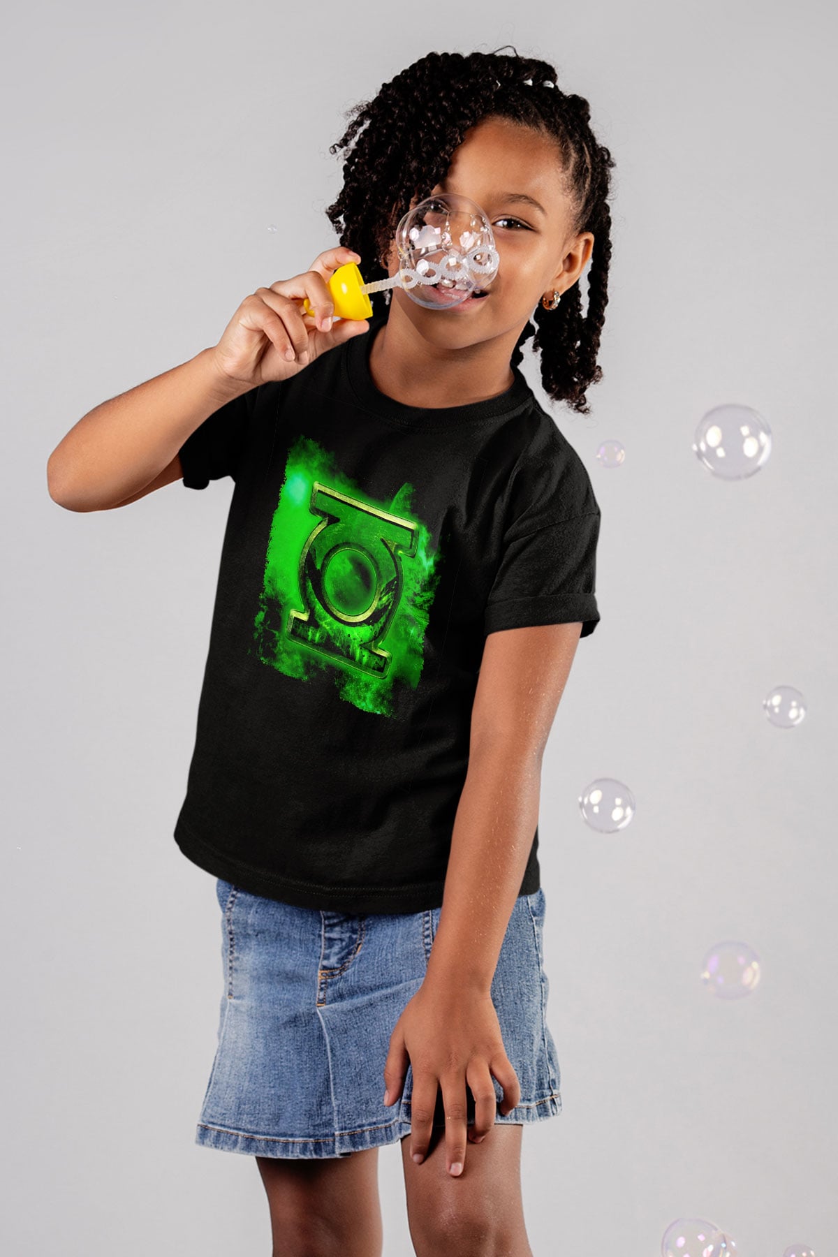 Green Lantern Siyah Unisex  Çocuk Tişört