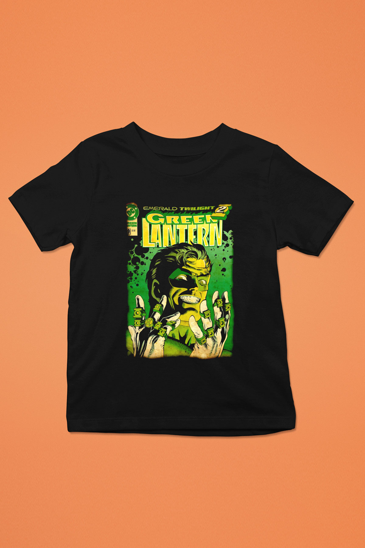 Green Lantern Siyah Unisex  Çocuk Tişört