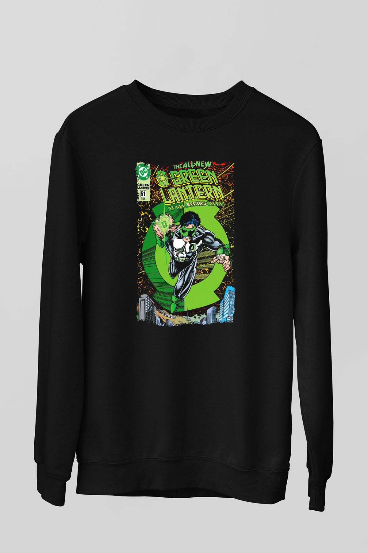 Green Lantern Siyah Unisex  Sweatshirt
