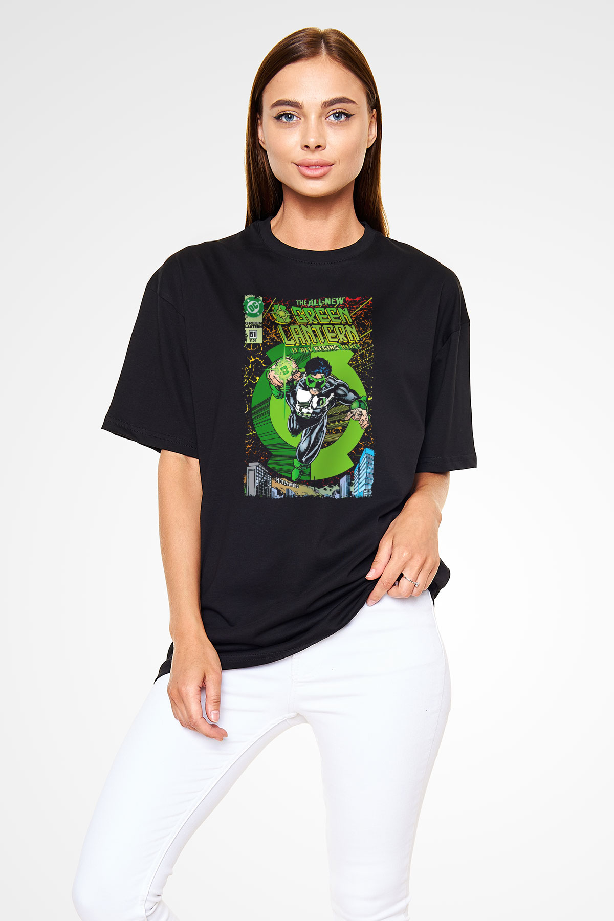 Green Lantern Siyah Oversize Tişört