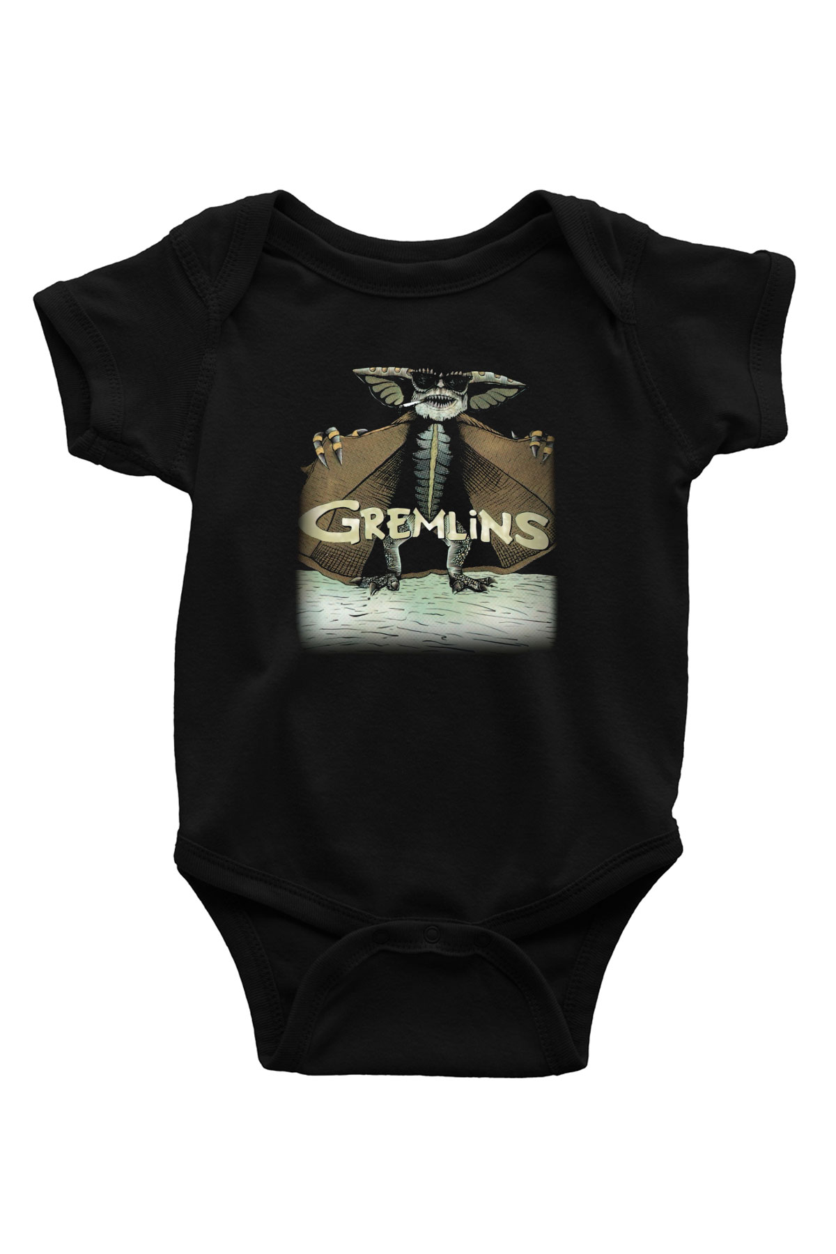 Gremlins Baskılı Siyah Bebek Body - Zıbın