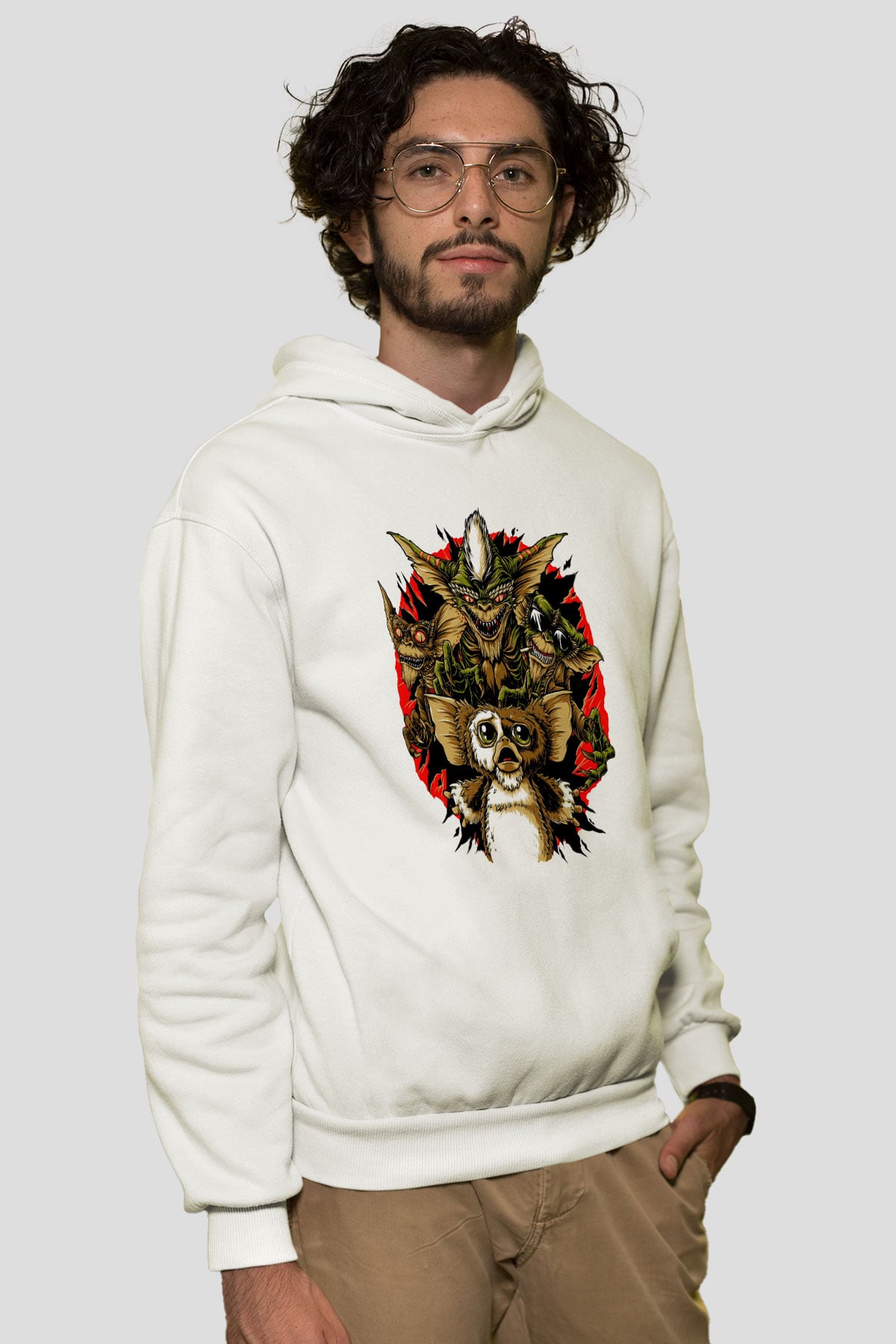 Gremlins Beyaz Unisex Hoodie