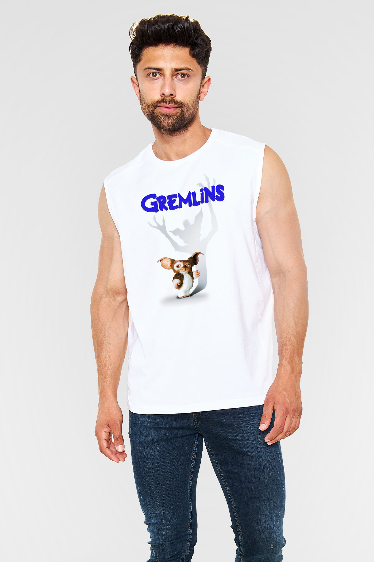Gremlins Beyaz Unisex Kolsuz Tişört