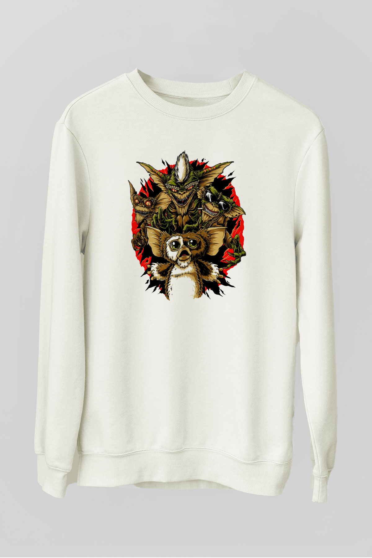 Gremlins Beyaz Unisex Sweatshirt