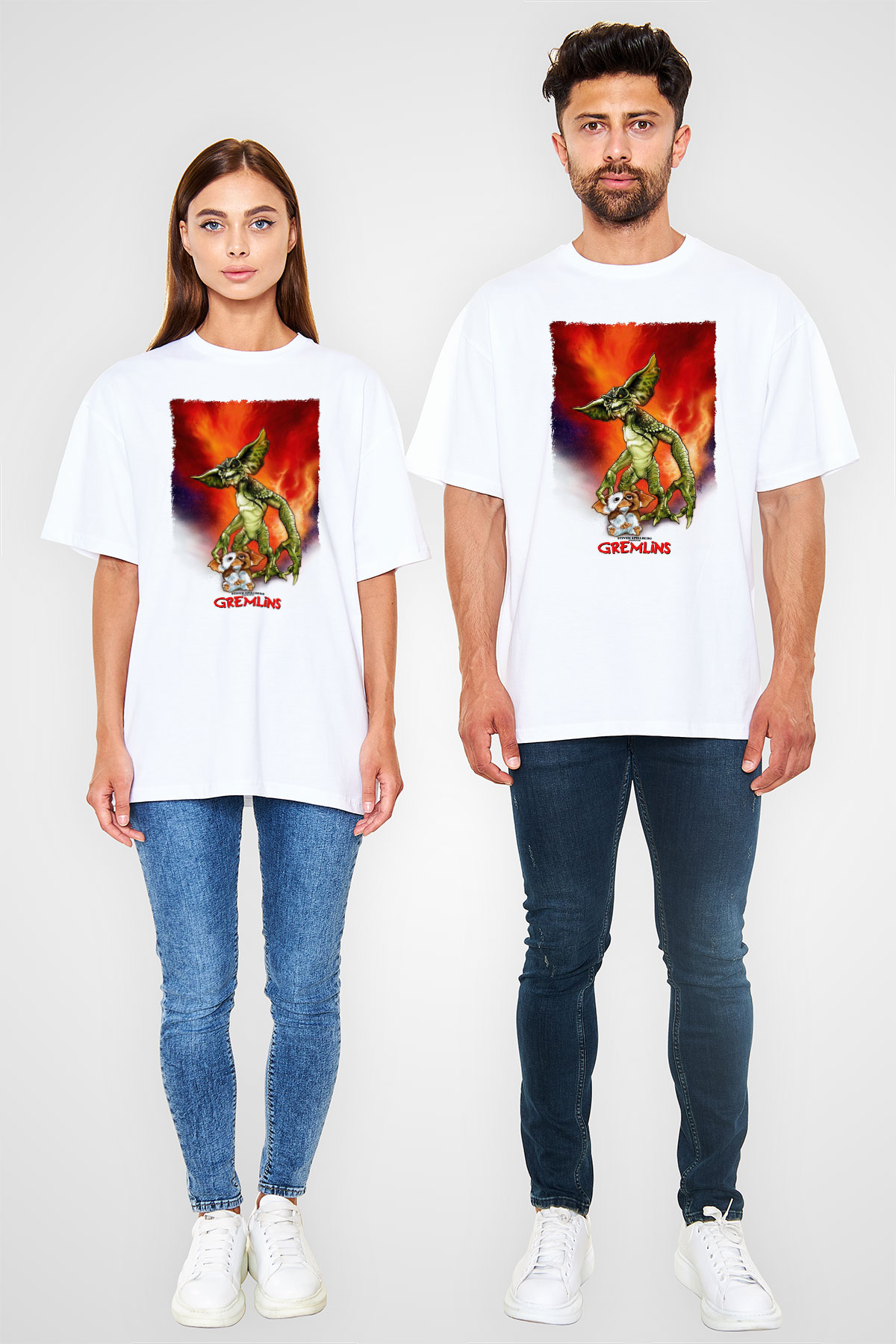 Gremlins Beyaz Oversize Tişört Oversize T-shirt
