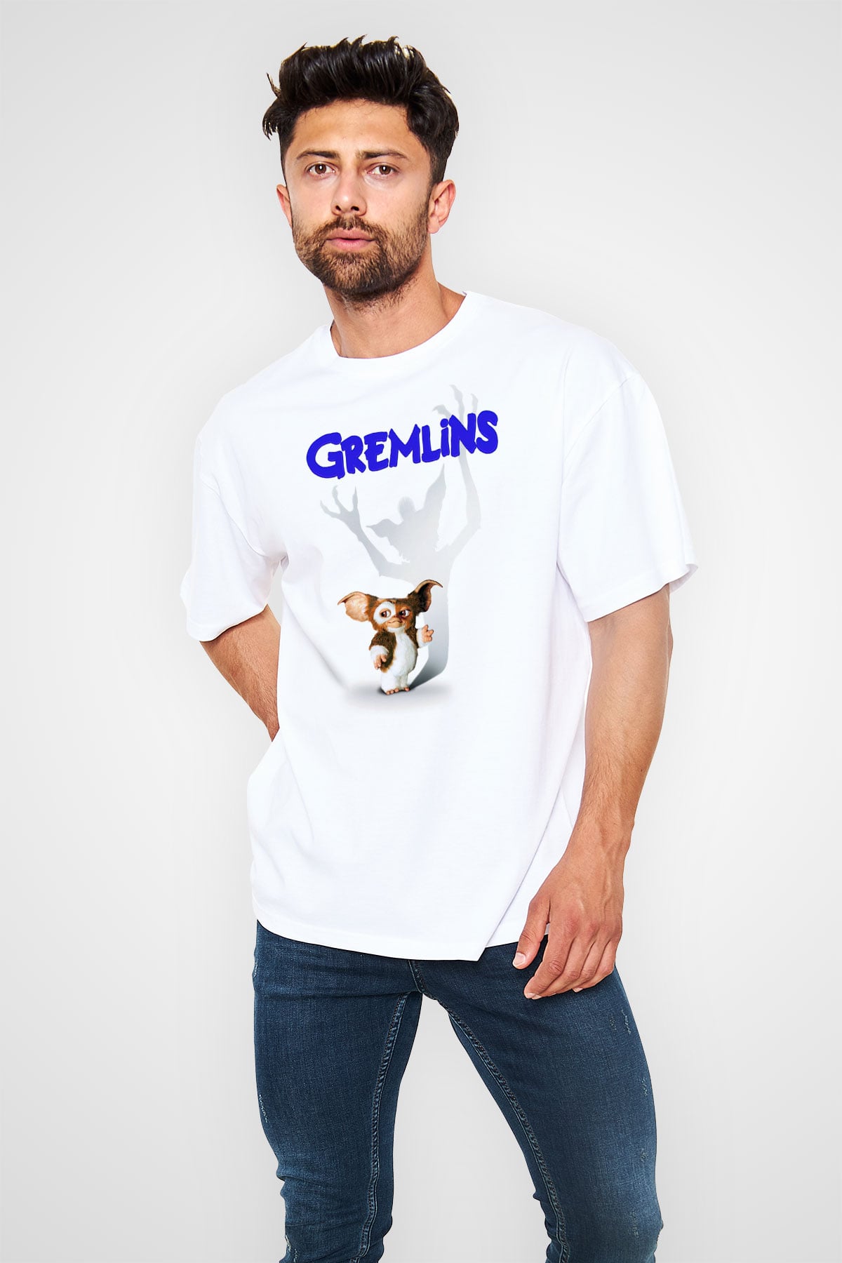 Gremlins Beyaz Oversize Tişört Oversize T-shirt
