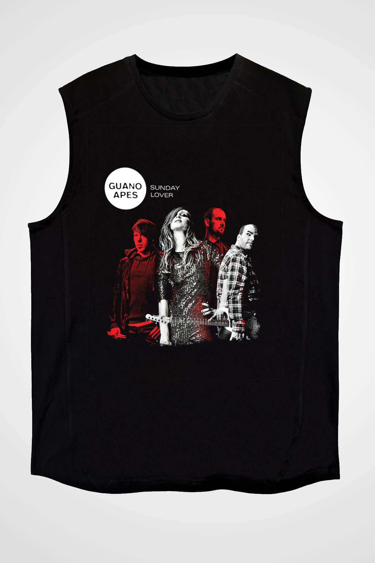 Guano Apes Baskılı Unisex Siyah Kolsuz Tişört