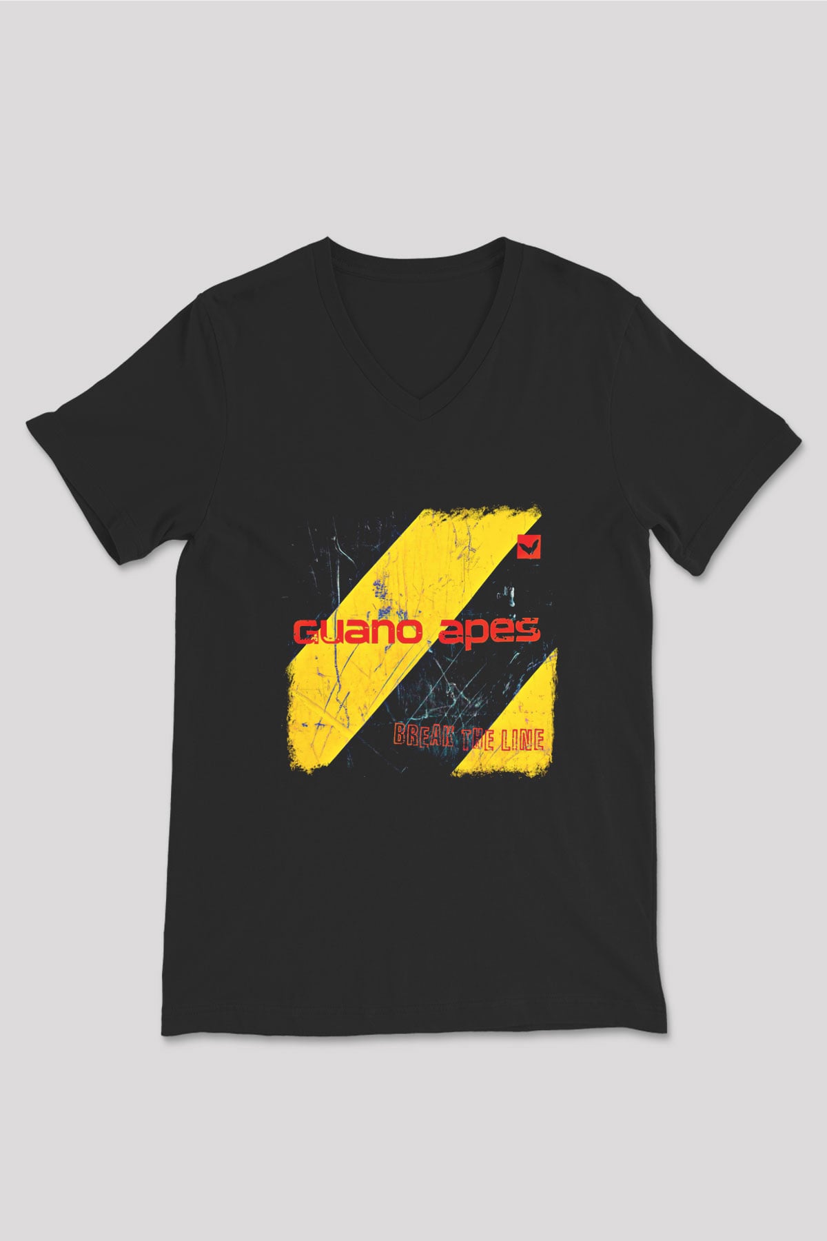 Guano Apes Baskılı Unisex Siyah V Yaka Tişört