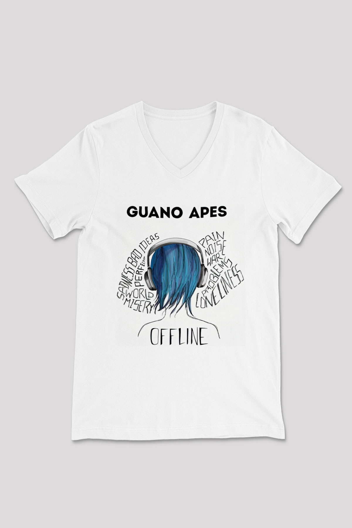 Guano Apes Beyaz Unisex V Yaka Tişört