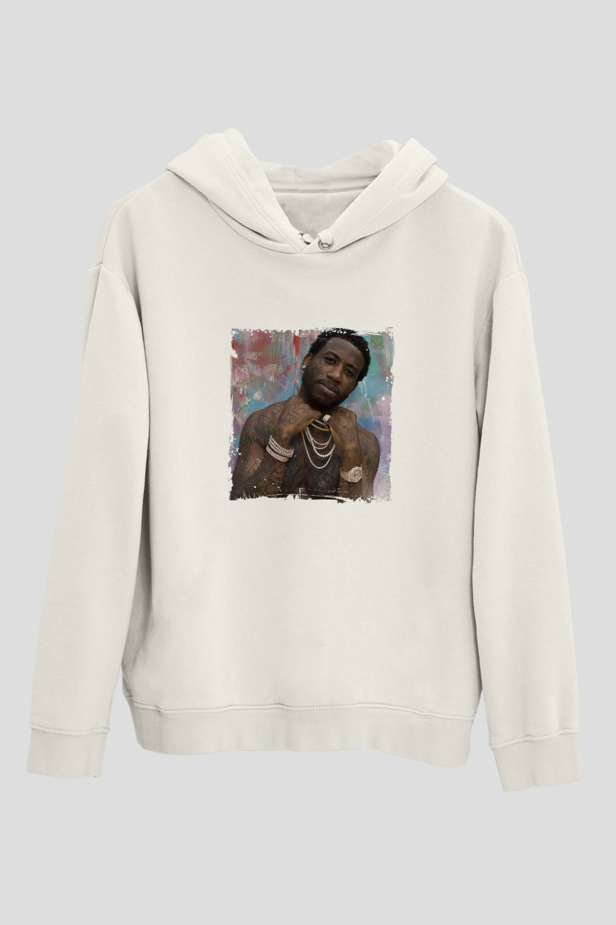 Gucci Mane Baskılı Unisex Beyaz Kapüşonlu Sweatshirt