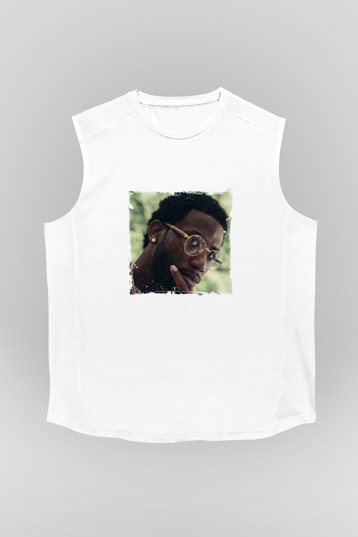Gucci Mane Baskılı Unisex Beyaz Kolsuz Tişört