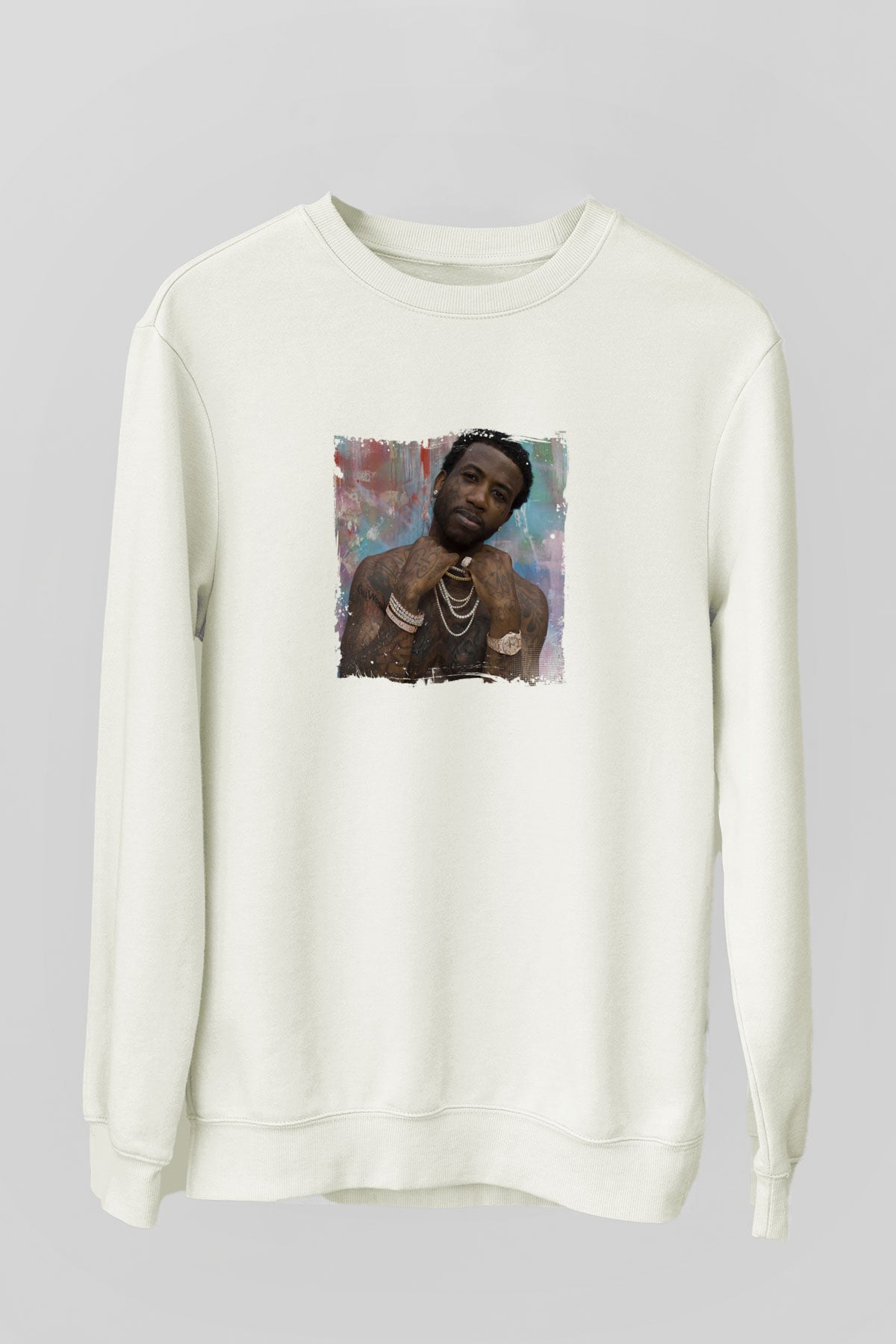 Gucci Mane Baskılı Unisex Beyaz Sweatshirt