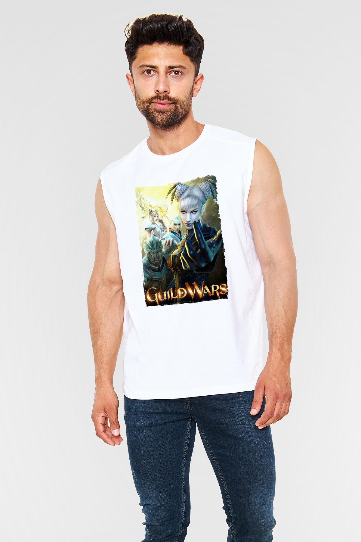 Guild Wars Beyaz Unisex Kolsuz Tişört