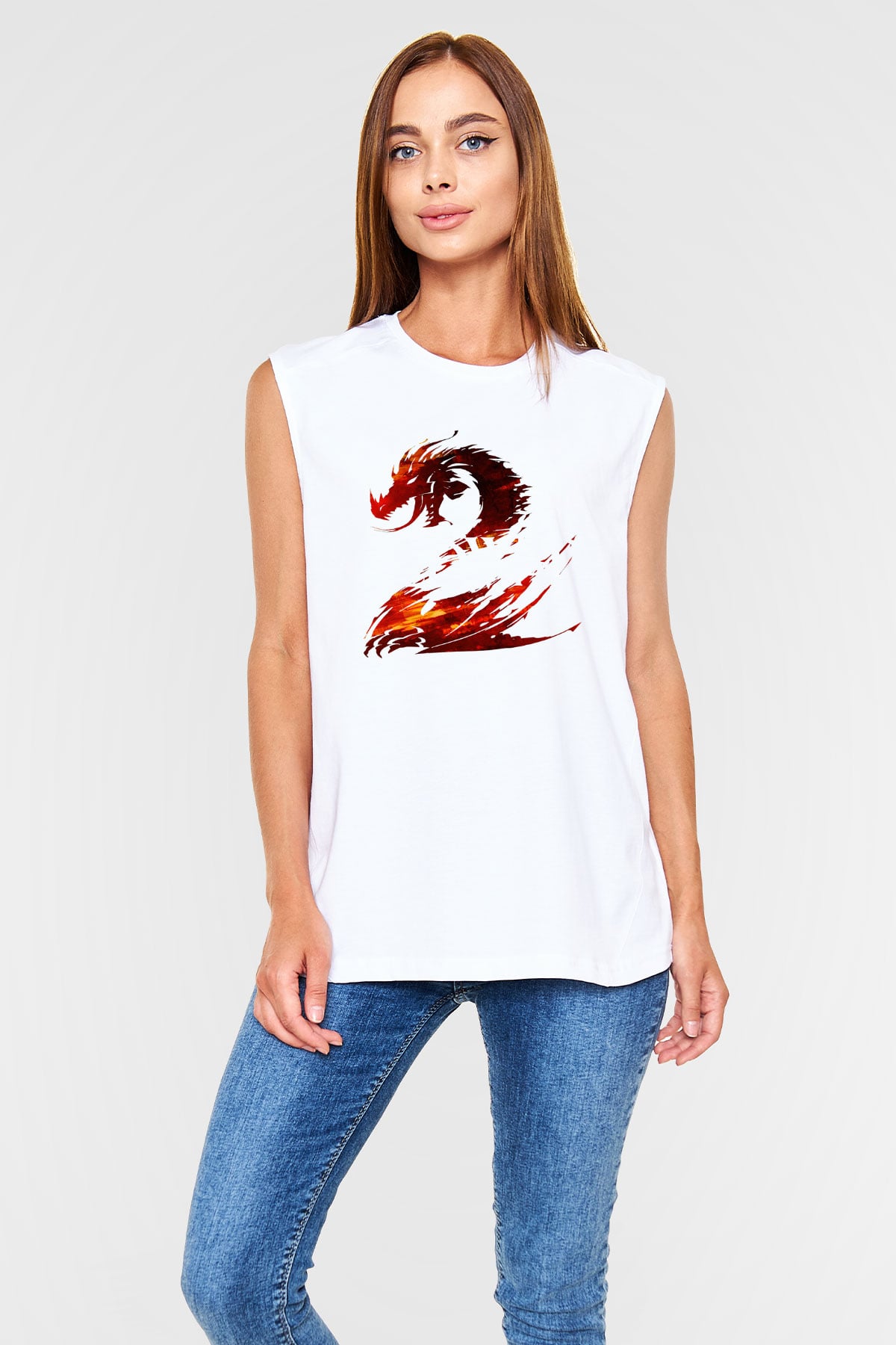 Guild Wars Beyaz Unisex Kolsuz Tişört