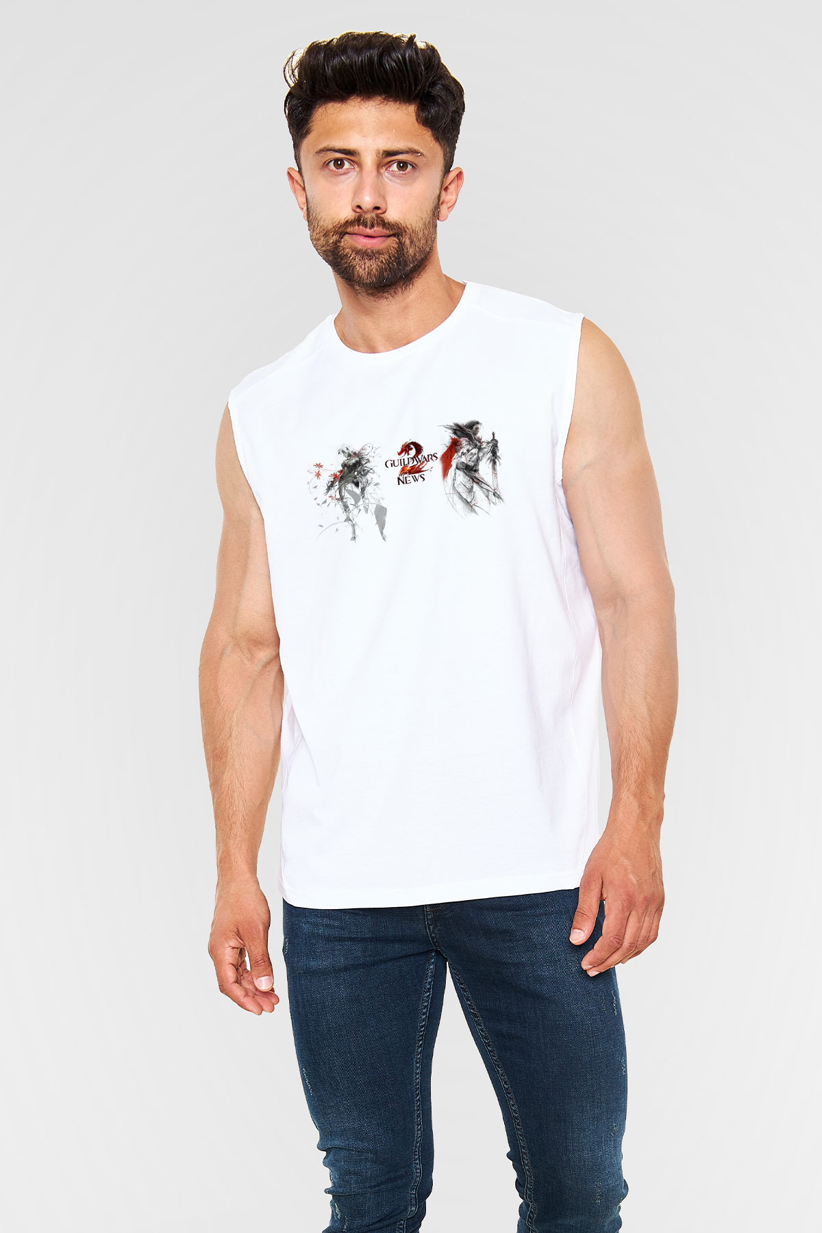 Guild Wars Beyaz Unisex Kolsuz Tişört
