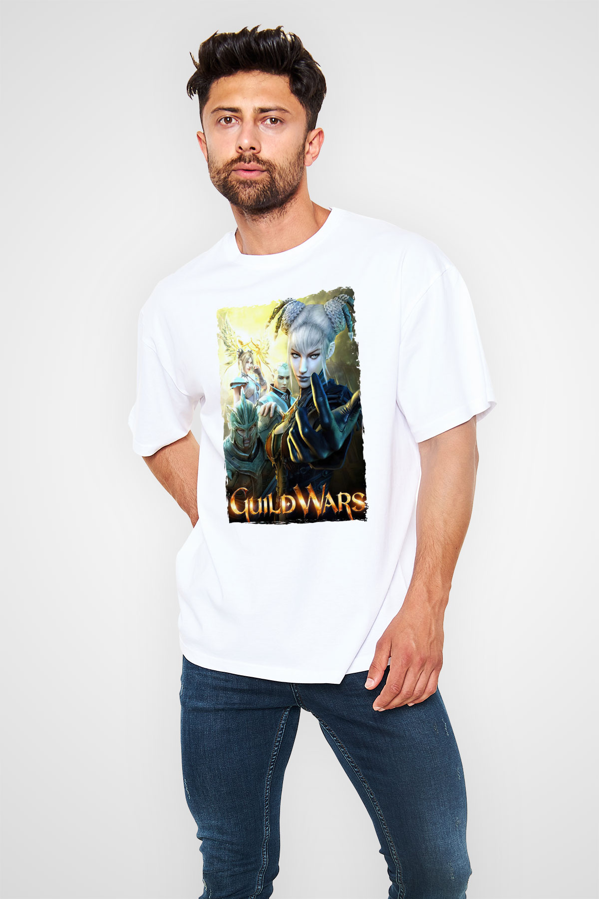 Guild Wars Beyaz Oversize Tişört Oversize T-shirt
