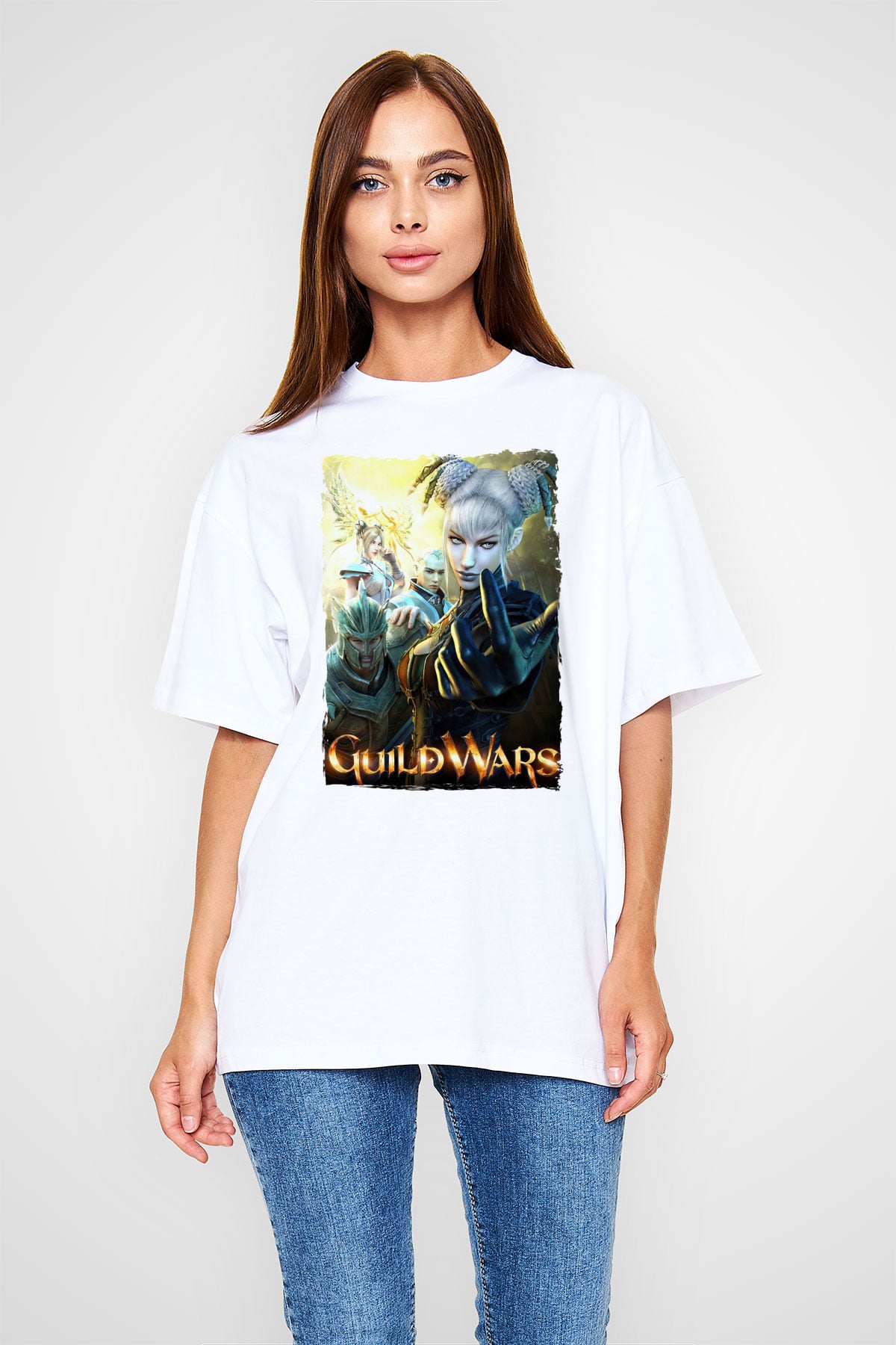 Guild Wars Beyaz Oversize Tişört Oversize T-shirt