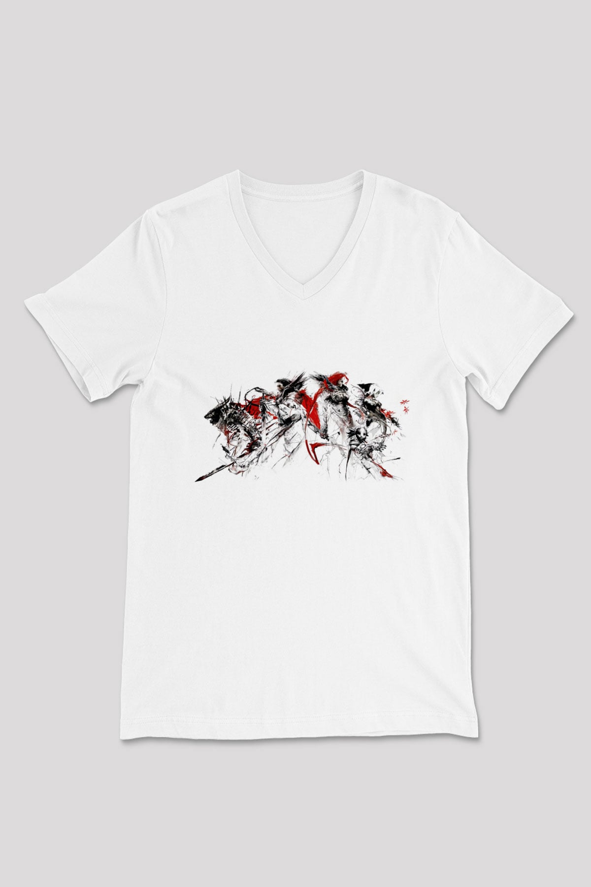Guild Wars Beyaz Unisex V Yaka Tişört