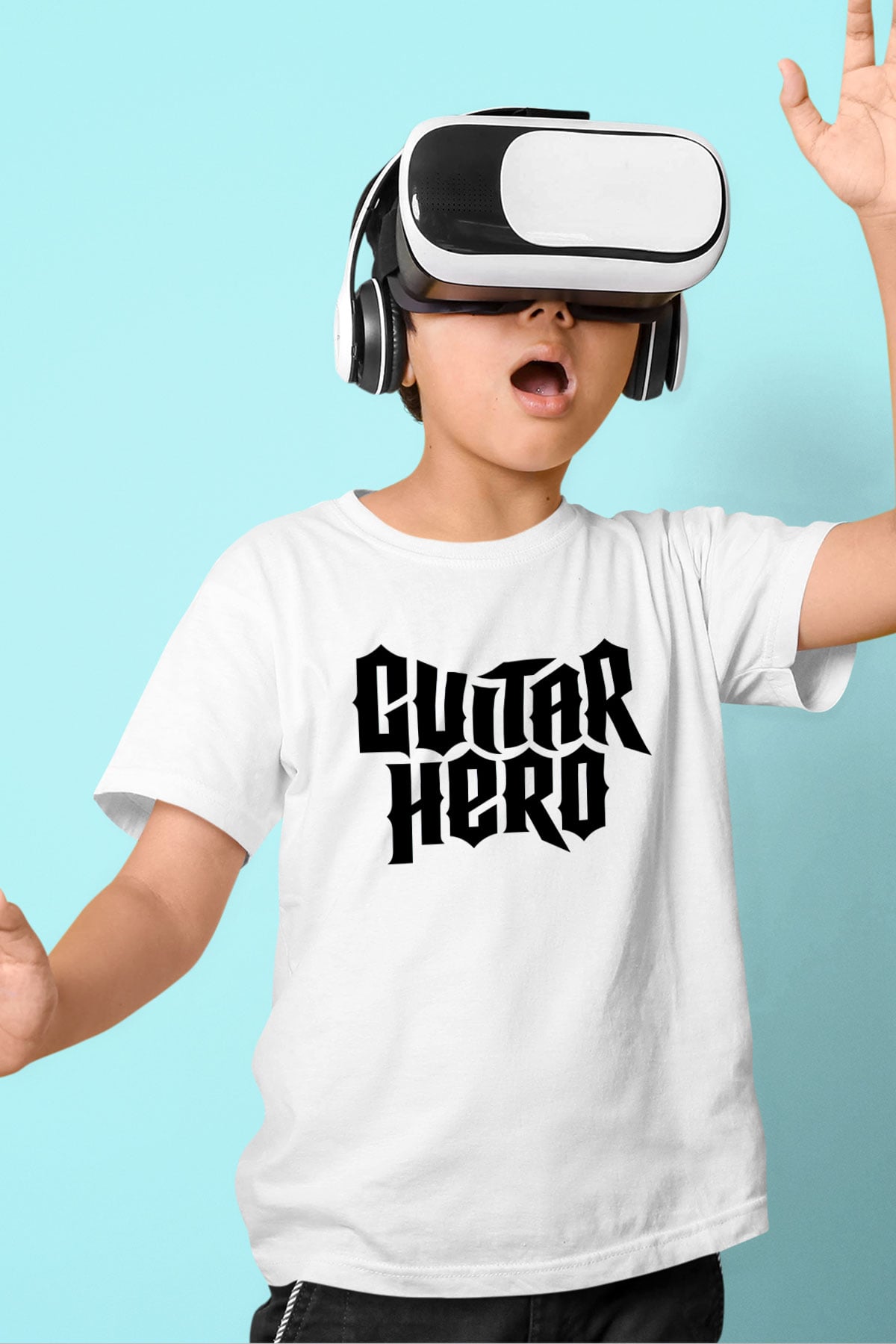 Guitar Hero Baskılı Beyaz Unisex Çocuk Tişört