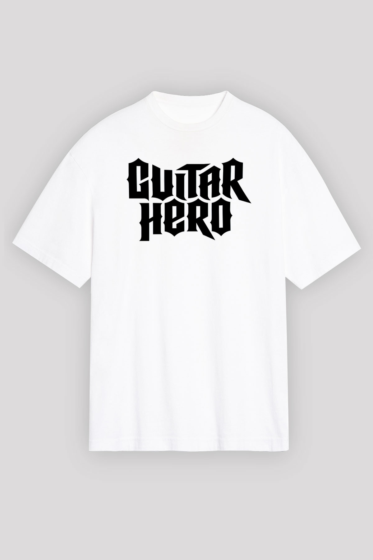 Guitar Hero Beyaz Unisex Oversize Tişört T-Shirt