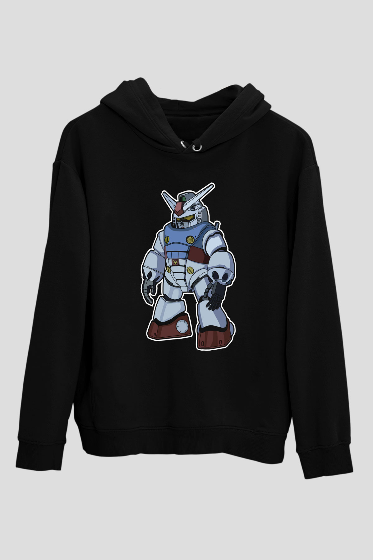 Gundam Robot Baskılı Unisex Siyah Hoodie