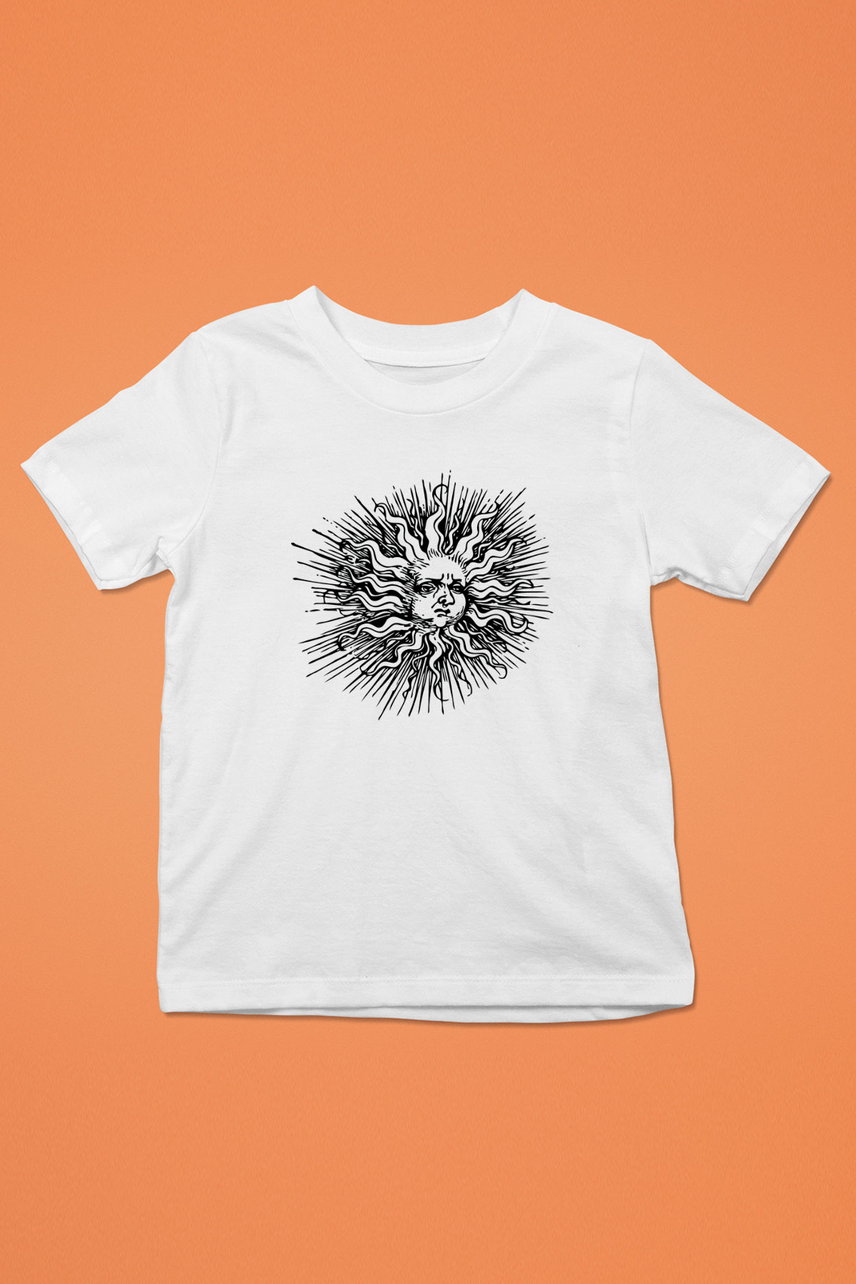 Güneş Baskılı Beyaz Unisex Çocuk Tişört