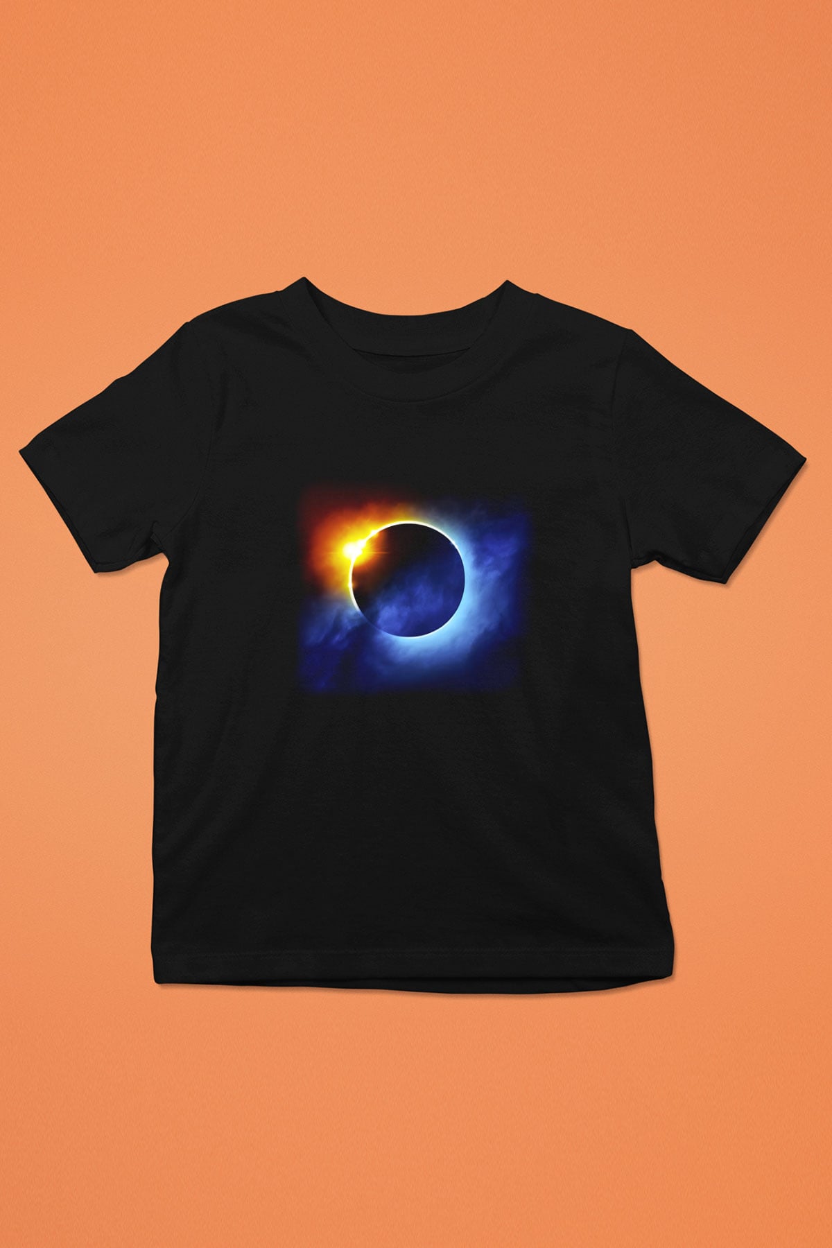 Güneş Baskılı Siyah Unisex Çocuk Tişört