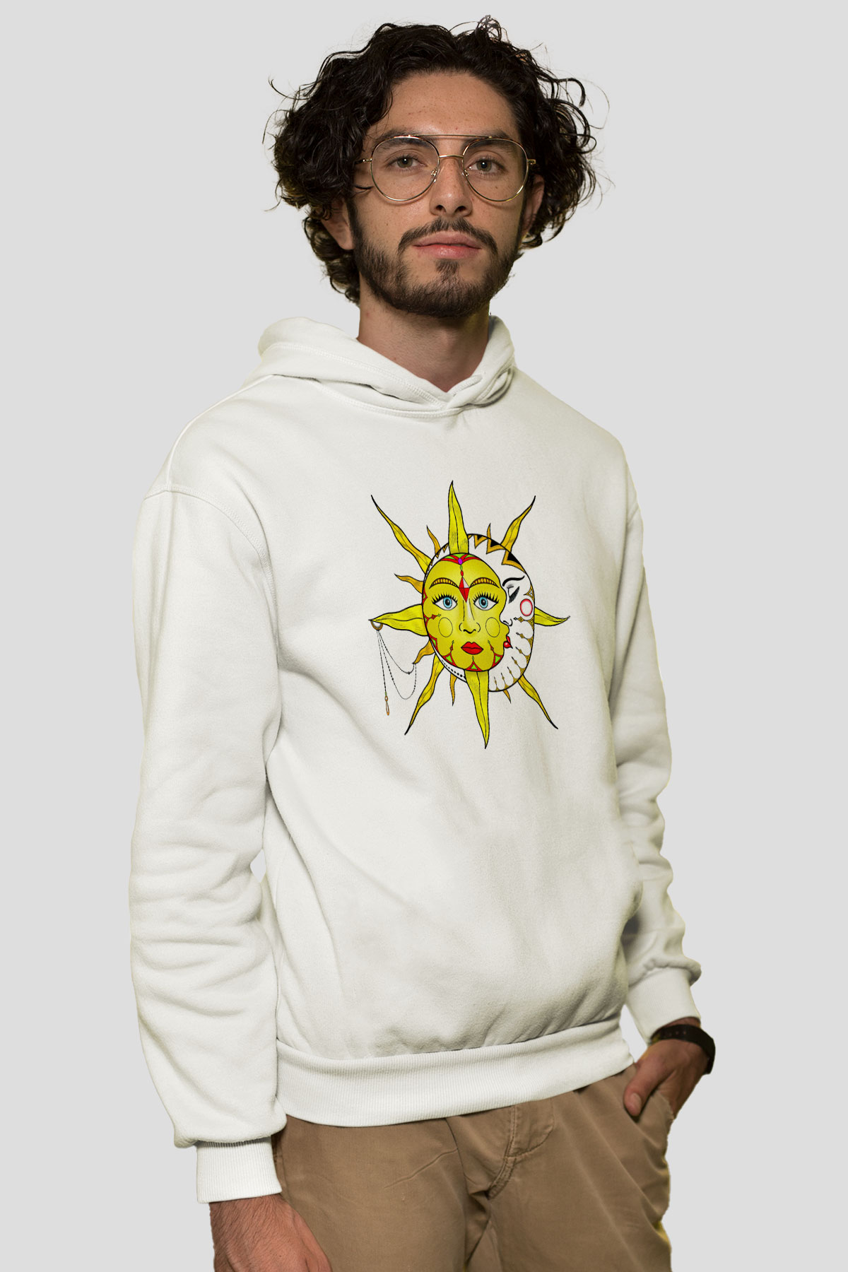 Güneş Beyaz Unisex Hoodie