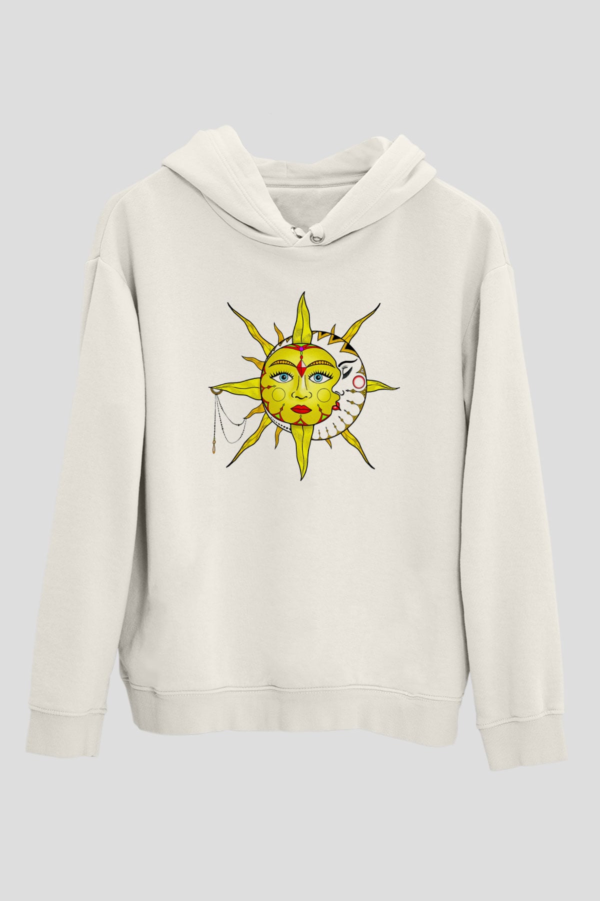 Güneş Beyaz Unisex Hoodie