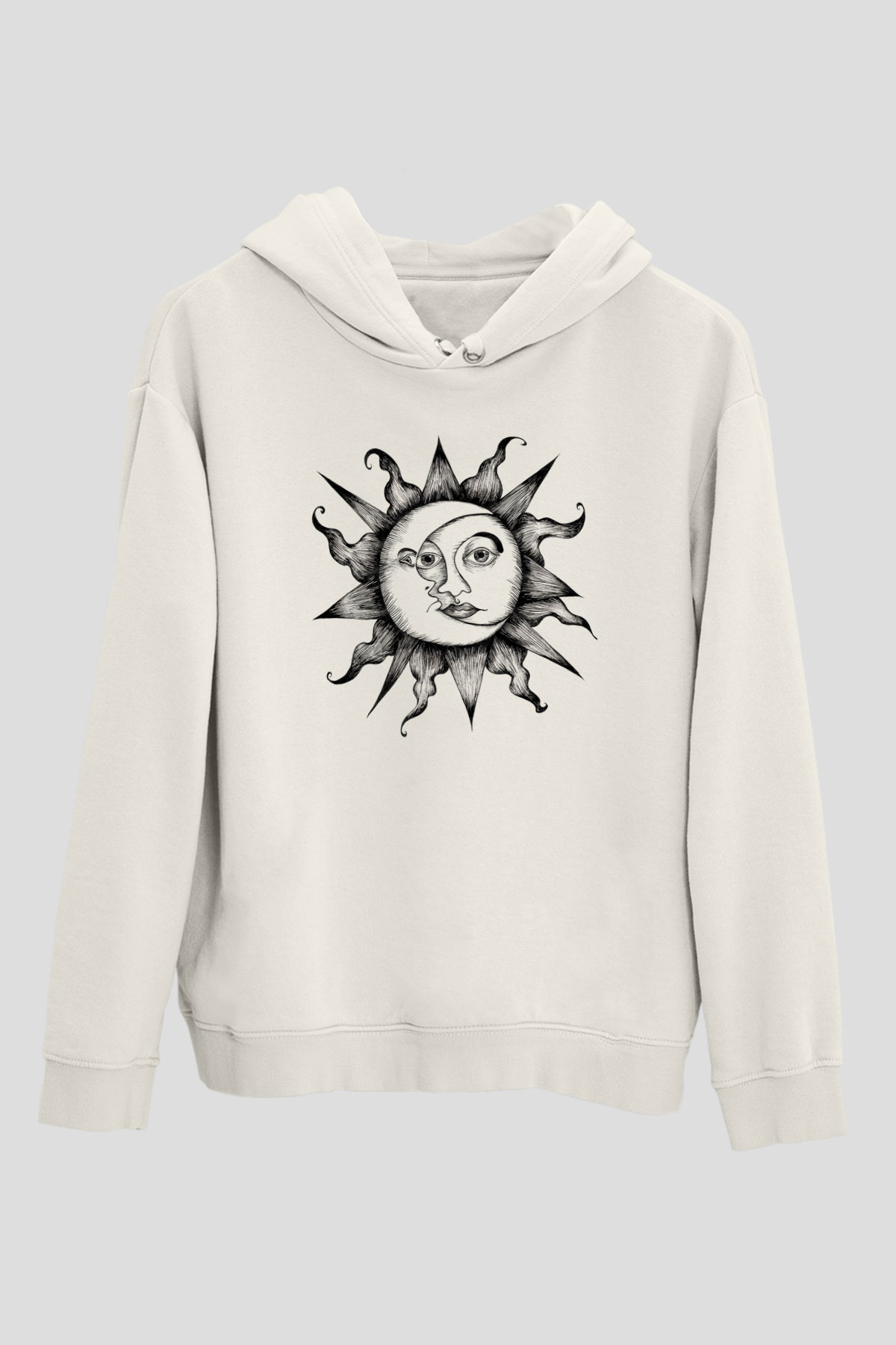 Güneş Beyaz Unisex Kapşonlu Sweatshirt