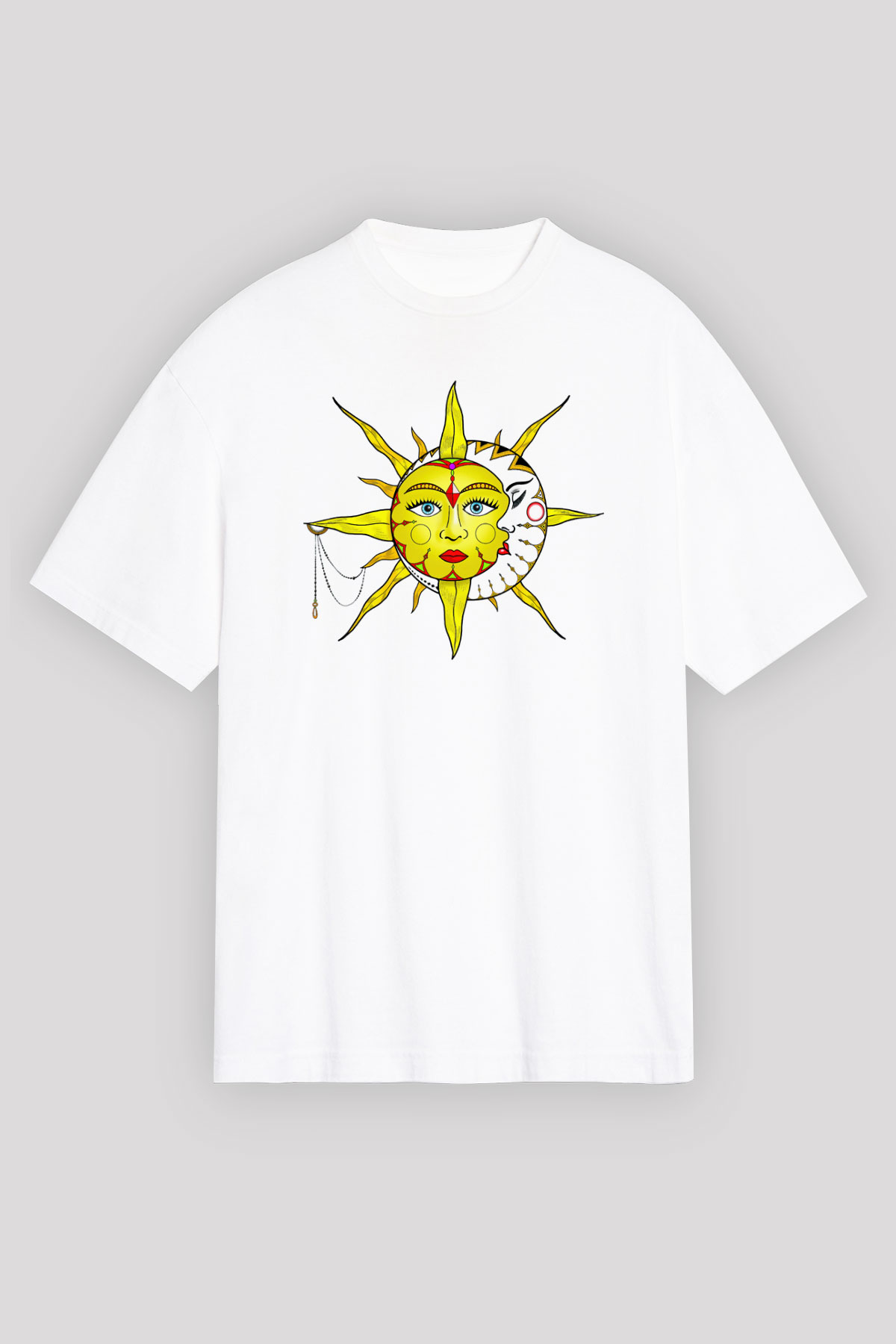 Güneş Beyaz Oversize Tişört Oversize T-shirt - TişörtFabrikası