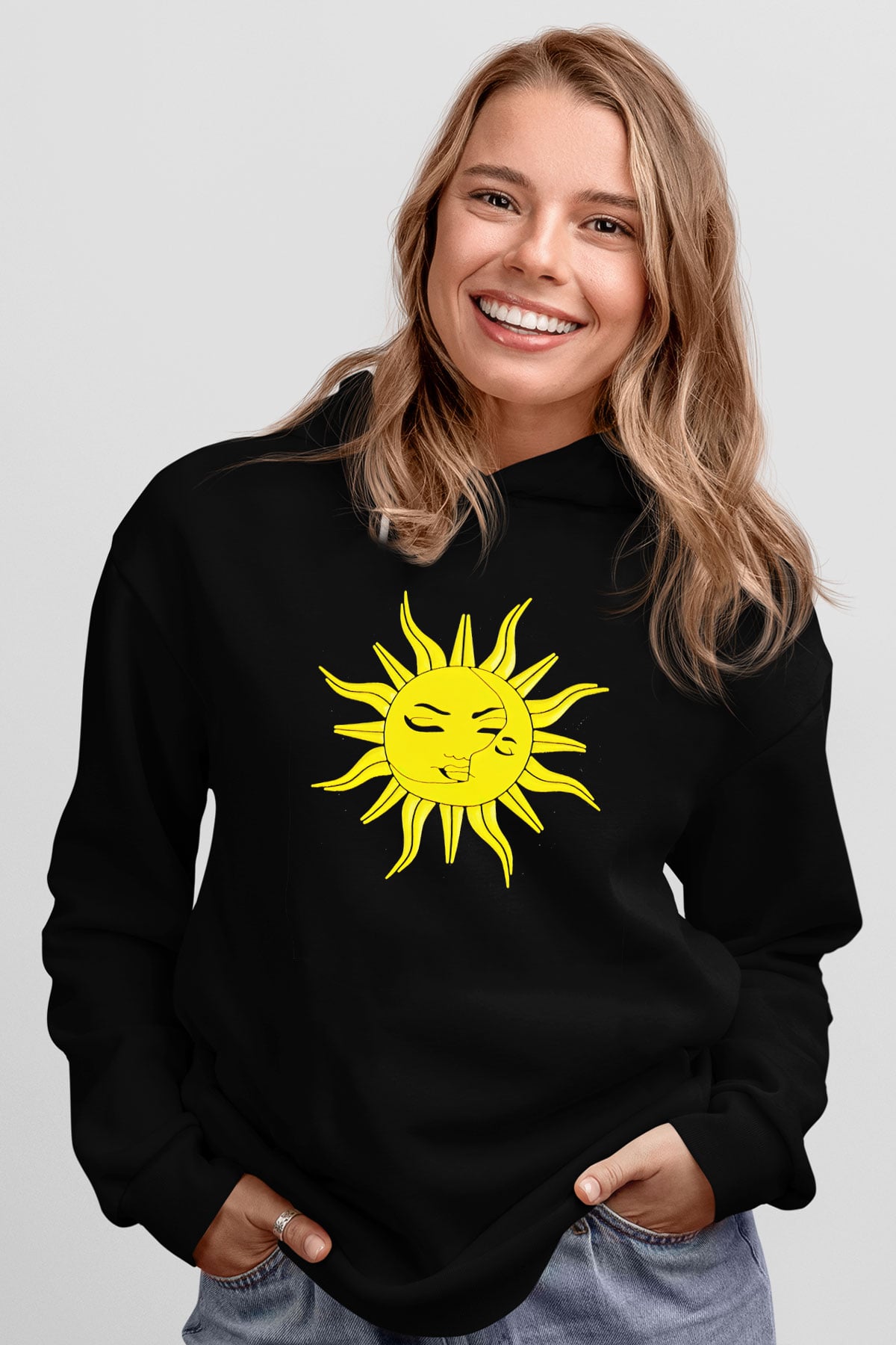 Güneş Siyah Unisex Hoodie