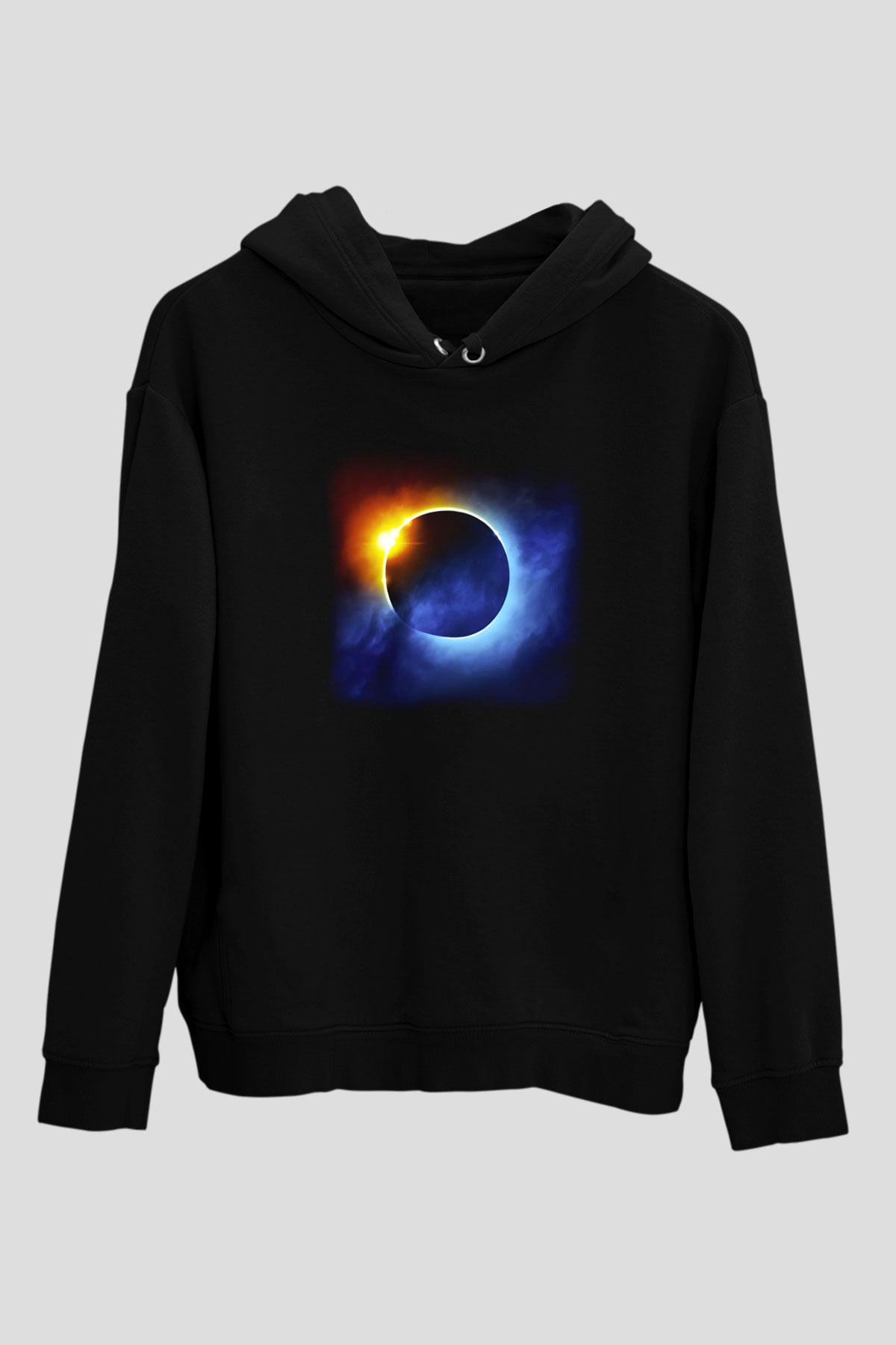 Güneş Siyah Unisex Kapüşonlu Sweatshirt