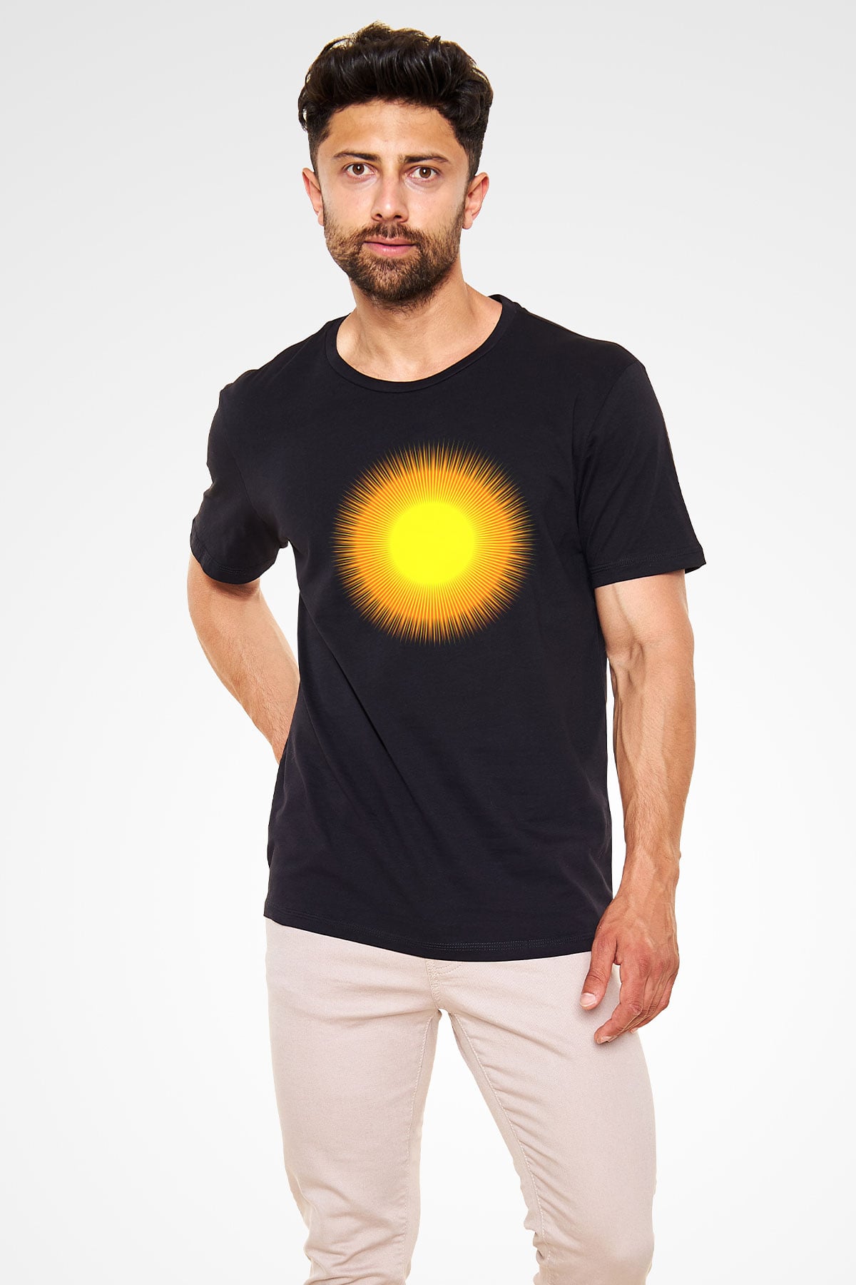 Güneş Siyah Unisex Tişört T-Shirt - TişörtFabrikası