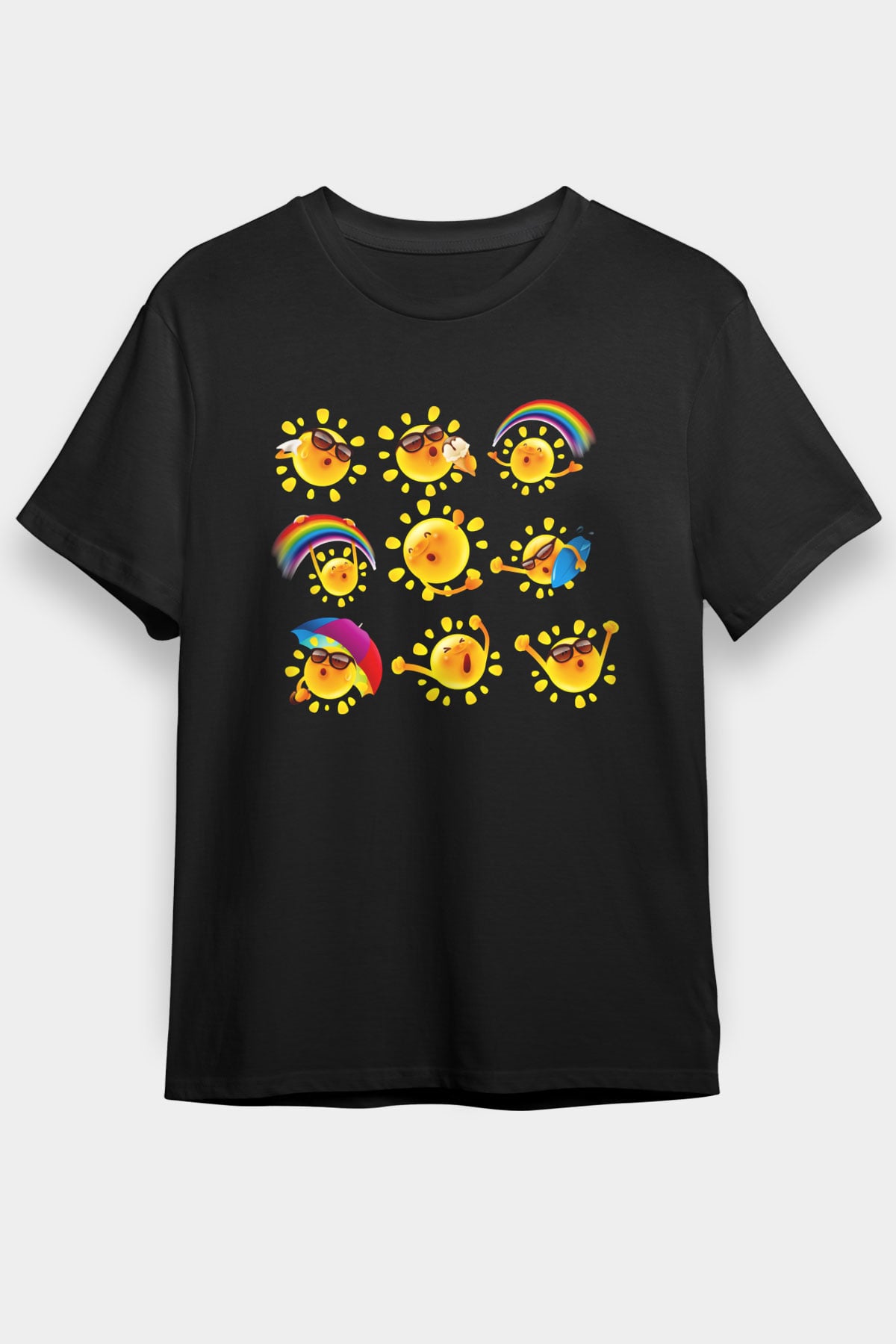 Güneş Siyah Unisex Tişört T-Shirt - TişörtFabrikası